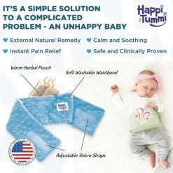 Happi Tummi Cool Baby Products|Pain & Fever Relief*- Green Colic & Gas Relief Aromatherapy Wrap for Babies