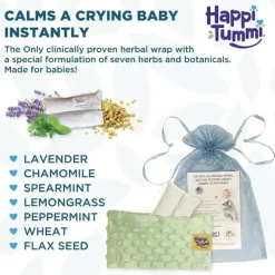 Happi Tummi Cool Baby Products|Pain & Fever Relief*- Green Colic & Gas Relief Aromatherapy Wrap for Babies