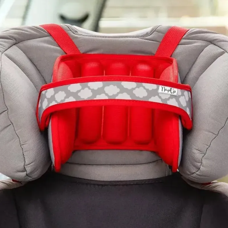 NapUp Car Seat Head Support & Strap Covers*Headovations (Nap Up) - Child Head Support for Car Seats, Red