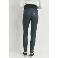 Hello Miz Pants & Shorts|Gift For Mom*- Faux Leather Maternity Over The Bump Leggings, Black