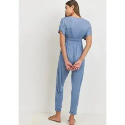Hello Miz Pants & Shorts|Gift For Mom*- Kimono Sleeve Maternity Nursing Jogger Jumpsuit, Denim