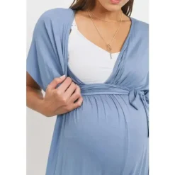 Hello Miz Pants & Shorts|Gift For Mom*- Kimono Sleeve Maternity Nursing Jogger Jumpsuit, Denim