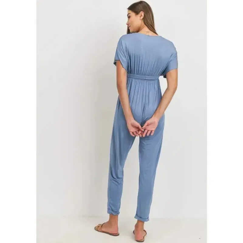 Hello Miz Dresses*- Kimono Sleeve Maternity Nursing Jumpsuit, Denim