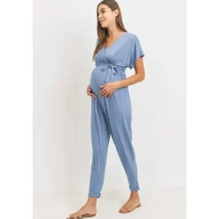 Hello Miz Dresses*- Kimono Sleeve Maternity Nursing Jumpsuit, Denim