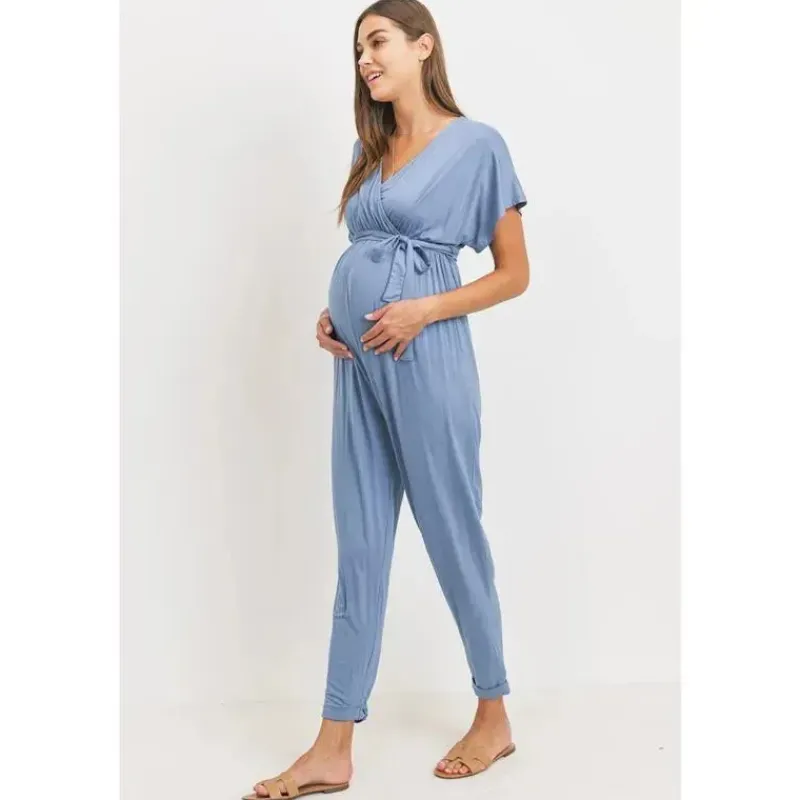 Hello Miz Dresses*- Kimono Sleeve Maternity Nursing Jumpsuit, Denim