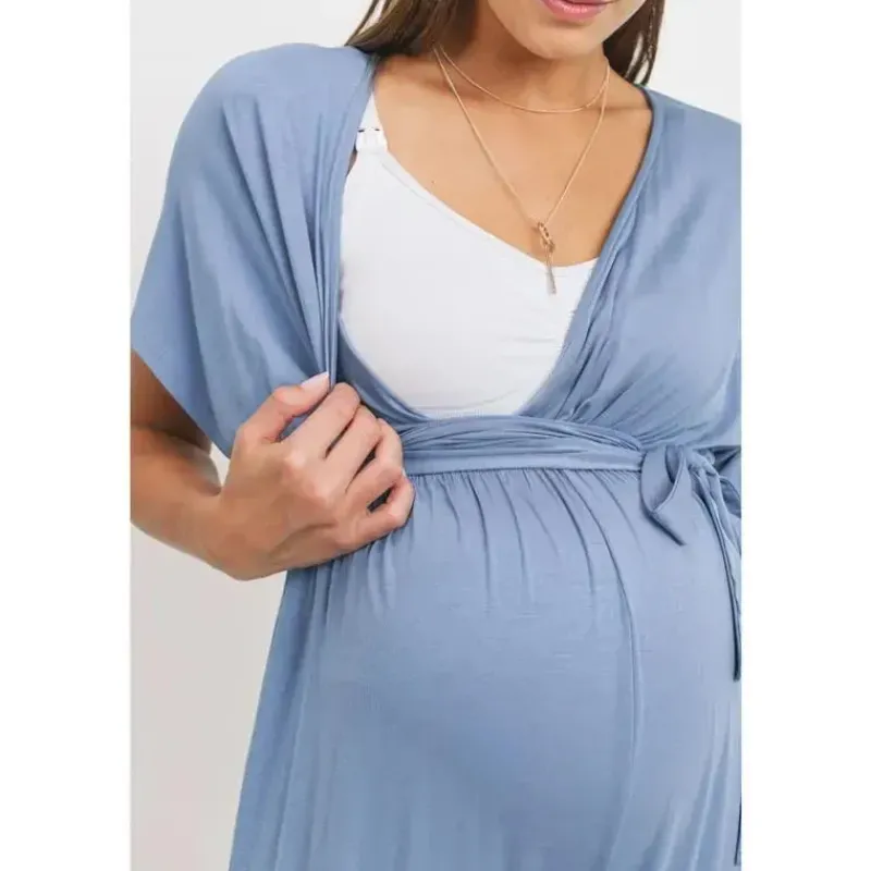 Hello Miz Dresses*- Kimono Sleeve Maternity Nursing Jumpsuit, Denim