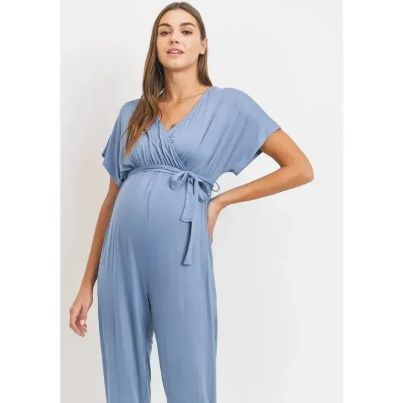 Hello Miz Dresses*- Kimono Sleeve Maternity Nursing Jumpsuit, Denim