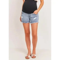 Hello Miz Pants & Shorts*- Maternity Denim Jean Shorts, Light Denim
