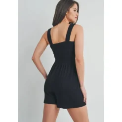 Hello Miz Dresses|Gift For Mom*- Ribbed Smocked Maternity Knit Romper, Black