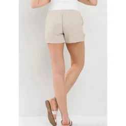 Hello Miz Pants & Shorts|Gift For Mom*- Solid Maternity Shorts With Pockets And Drawstring, Oatmeal