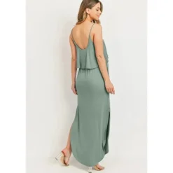 Hello Miz Dresses*- Solid Maternity Nursing Maxi Dress, Sage