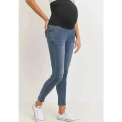 Hello Miz Pants & Shorts|Gift For Mom*- Stretch Maternity Skinny Jeans with Elastic Band, Dark Denim