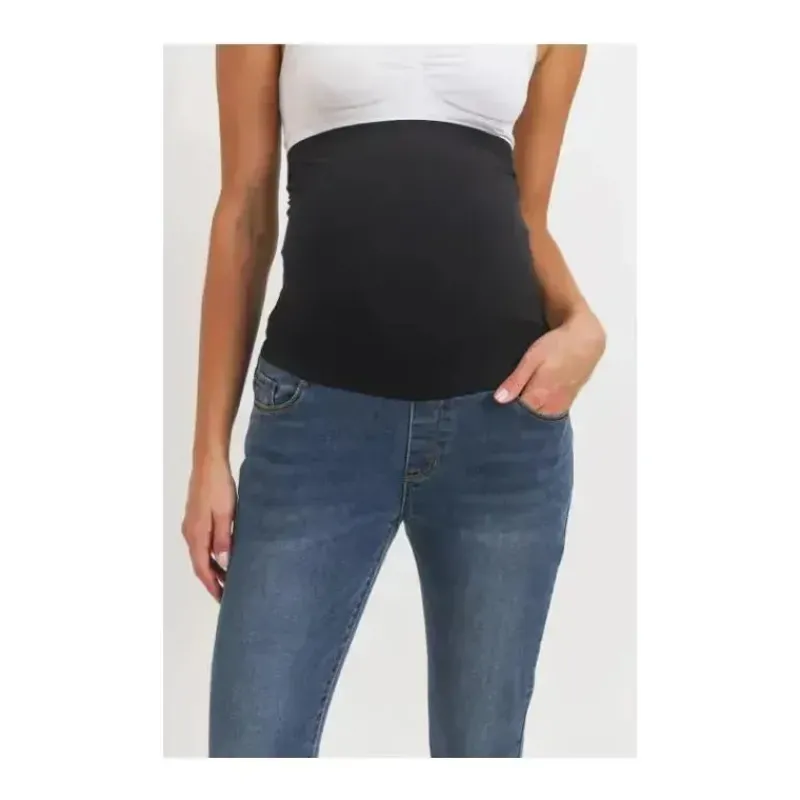 Hello Miz Pants & Shorts|Gift For Mom*- Stretch Maternity Skinny Jeans with Elastic Band, Dark Denim