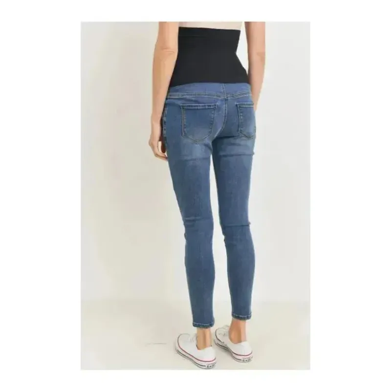 Hello Miz Pants & Shorts|Gift For Mom*- Stretch Maternity Skinny Jeans with Elastic Band, Dark Denim