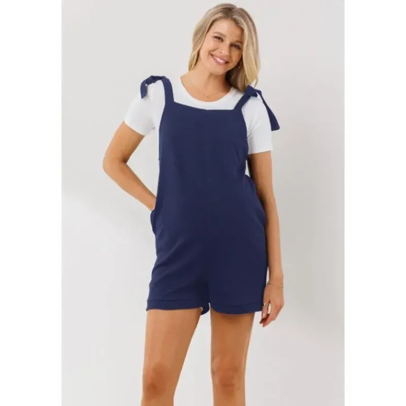 Hello Miz Dresses|Gift For Mom*- Tie Shoulder Sleeveless Maternity Romper
