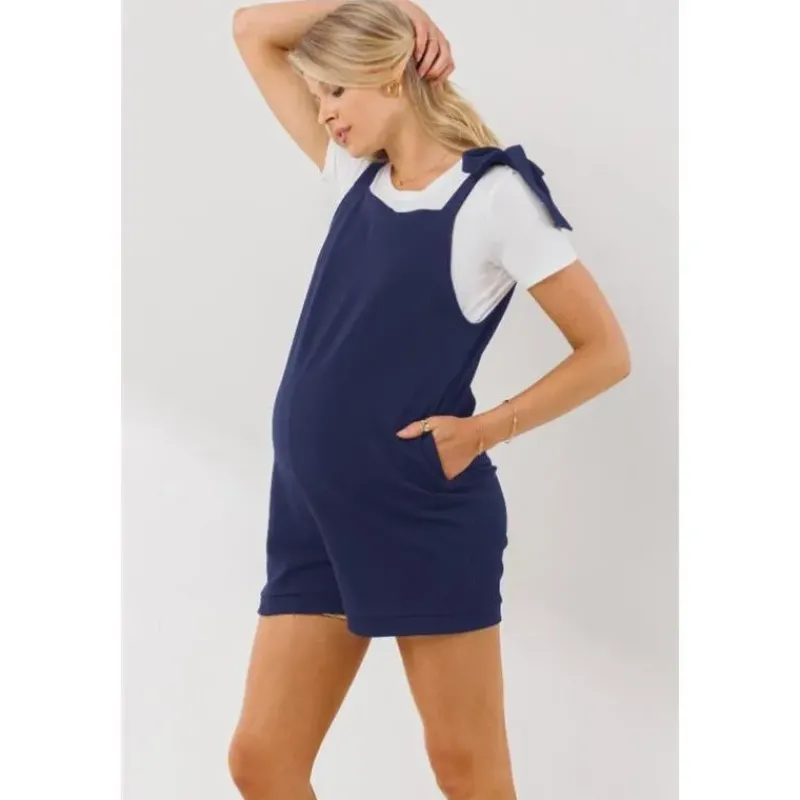 Hello Miz Dresses|Gift For Mom*- Tie Shoulder Sleeveless Maternity Romper