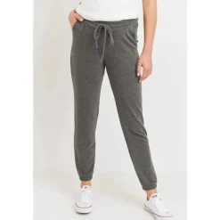 Hello Miz Pants & Shorts|Gift For Mom*- Two-Tone Brushed Terry Maternity Sweatpants, Charcoal