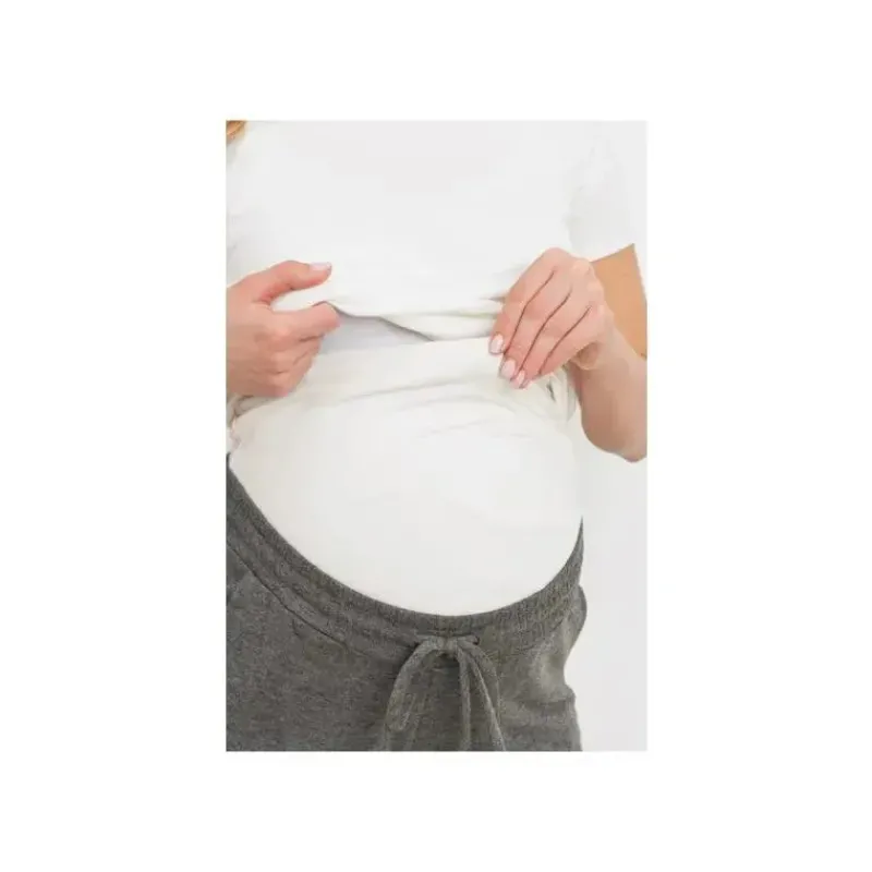 Hello Miz Pants & Shorts|Gift For Mom*- Two-Tone Brushed Terry Maternity Sweatpants, Charcoal