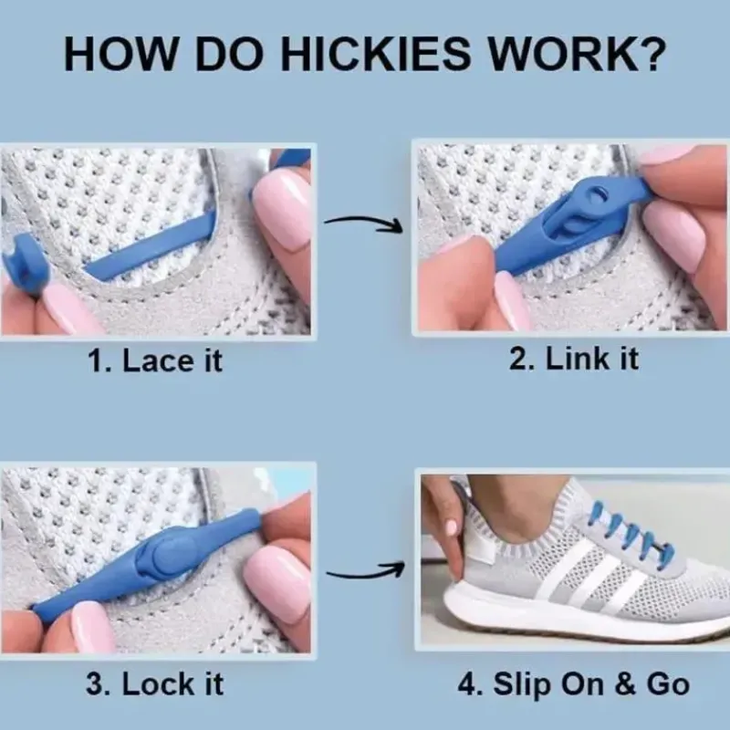Hickies Baby Shoes*- No Tie Shoelaces For Adults Premium, Unisex, One Size fit All, Black Straps