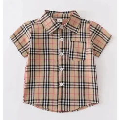 Honeydew Baby Tops*- Baby Brown Plaid Button Down Boy Shirt