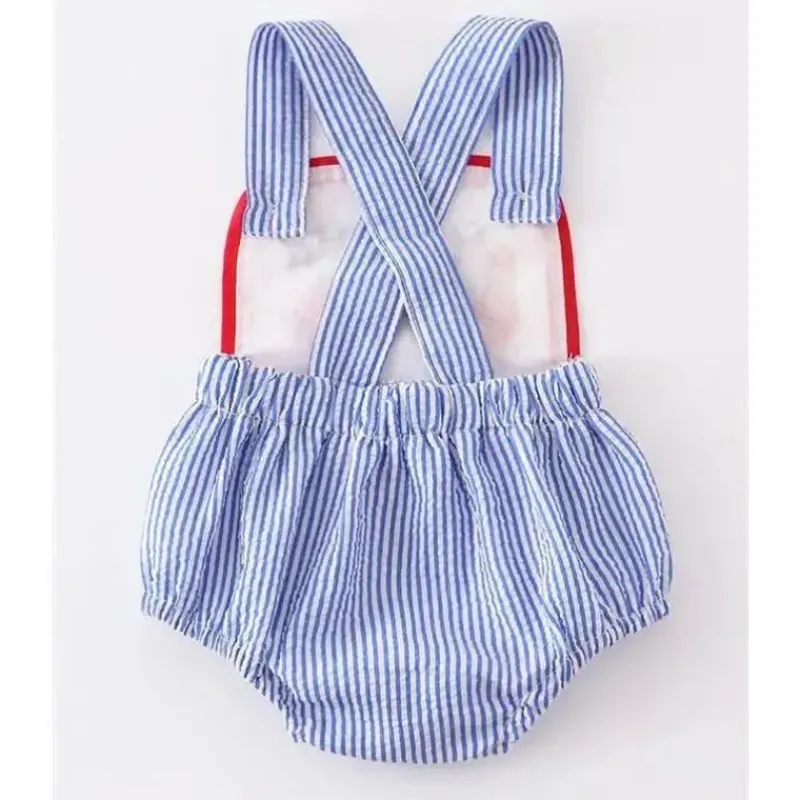 Honeydew Baby One-Pieces*- Blue Patriotic Flag Embroidery Boy Bubble
