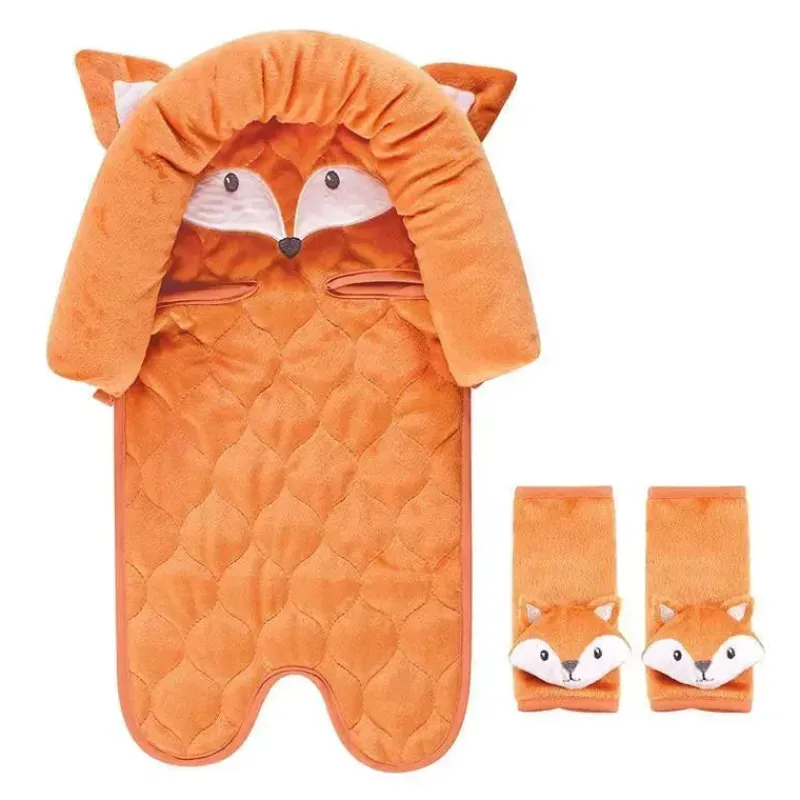 Baby Vision Car Seat Head Support & Strap Covers*Hudson Baby - Fox Unisex Baby Car Seat Insert & Strap Covers