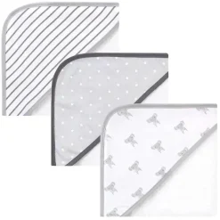 Baby Vision Baby Bath Towels*Hudson Baby - Modern Elephant Baby Cotton Rich Hooded Towels