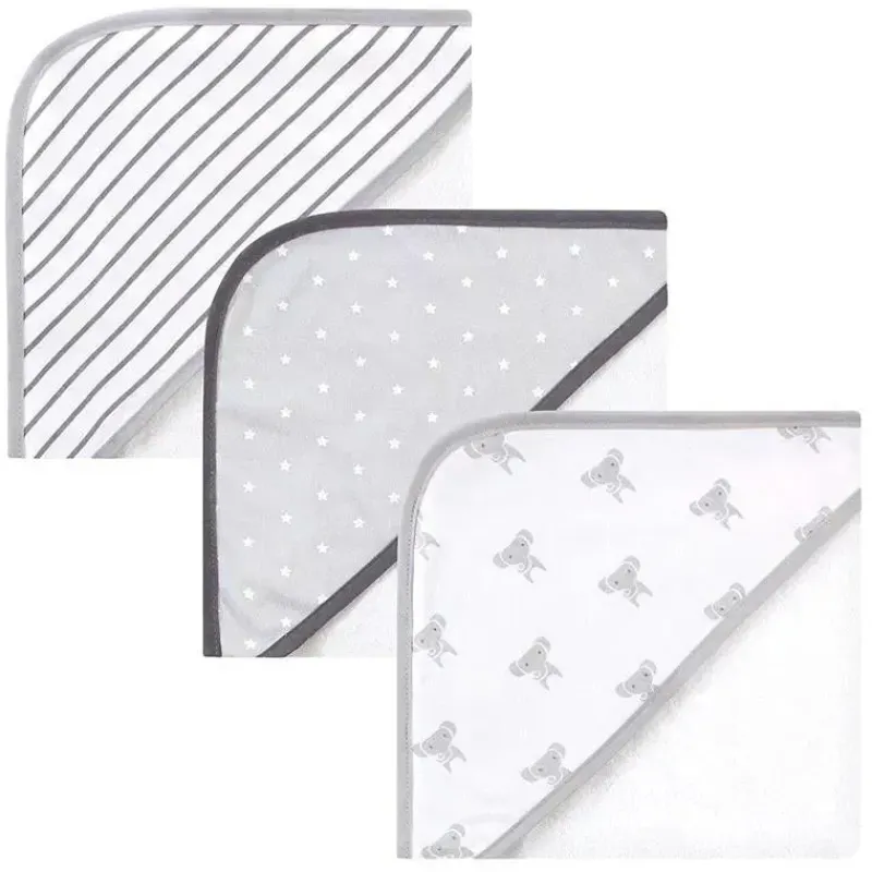 Baby Vision Baby Bath Towels*Hudson Baby - Modern Elephant Baby Cotton Rich Hooded Towels