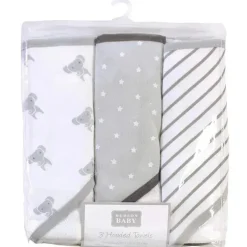 Baby Vision Baby Bath Towels*Hudson Baby - Modern Elephant Baby Cotton Rich Hooded Towels