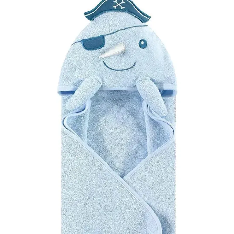 Baby Vision Baby Bath Towels*Hudson Baby - Narwhal Baby Boy Cotton Animal Face Hooded Towel