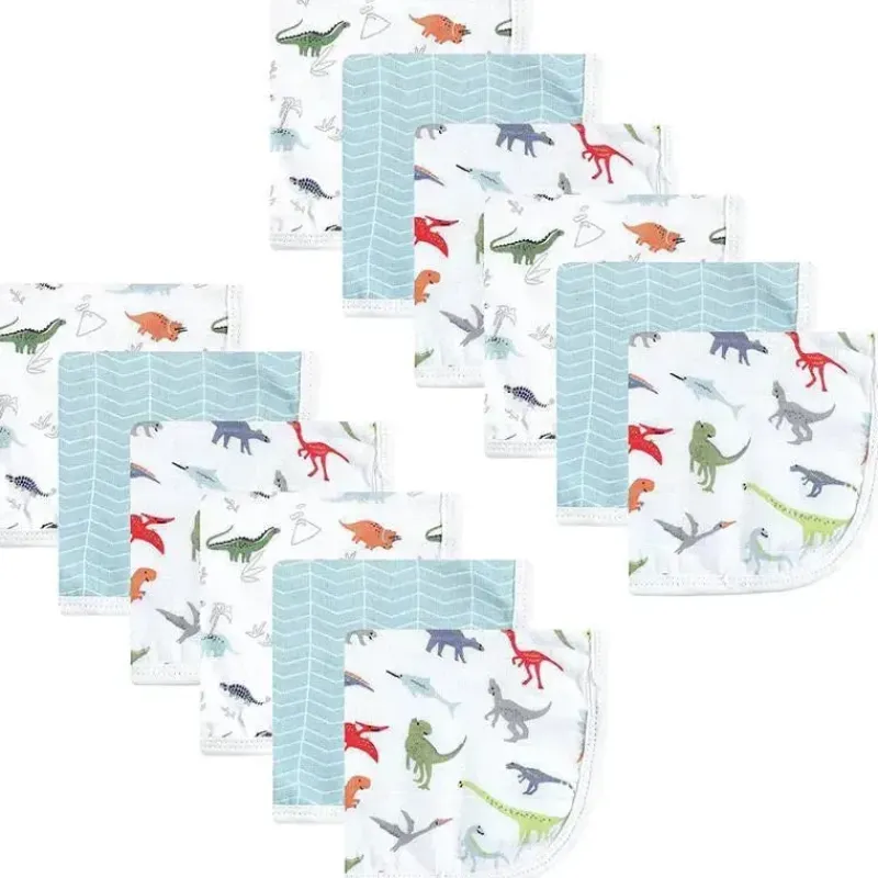 Baby Vision Baby Washcloths*Hudson Baby - 12Pk Dino Baby Cotton Muslin Washcloths