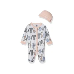 Baby Vision Preemie Clothing*Hudson Baby - 2Pk Pink Safari Baby Girl Preemie Sleep & Play and Cap