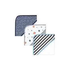 Baby Vision Baby Bath Towels*Hudson Baby - 3Pk Space Baby Cotton Rich Hooded Towels