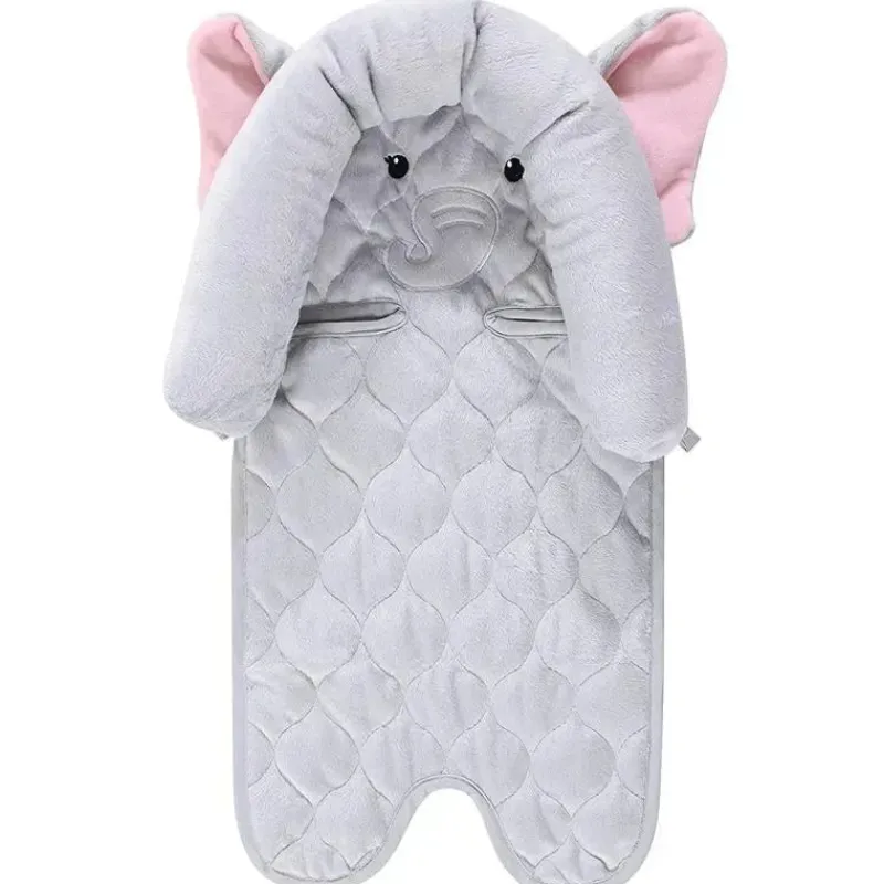 Baby Vision Car Seat Head Support & Strap Covers*Hudson Baby - Pretty Elephant Baby Car Seat Insert & Strap Covers