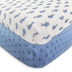 Baby Vision Crib & Bed Sheets*Hudson Baby - Unisex Baby Cotton Fitted Crib Sheet, Whale