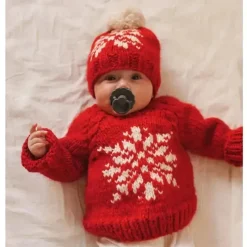 Huggalugs Baby Coats, Sweaters & Jackets|Christmas Clothing*- Snowflake Red Crew Neck Sweater For Baby & Toddler