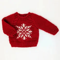 Huggalugs Baby Coats, Sweaters & Jackets|Christmas Clothing*- Snowflake Red Crew Neck Sweater For Baby & Toddler
