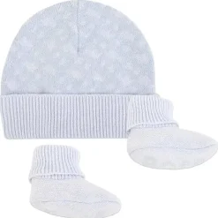 Hugo Boss Baby Hats*- Geometric Intarsia Hat & Slippers Set, Pale Blue