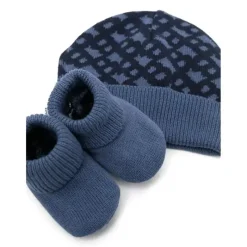 Hugo Boss Baby Hats*- Geometric Intarsia Hat & Slippers Set, Navy