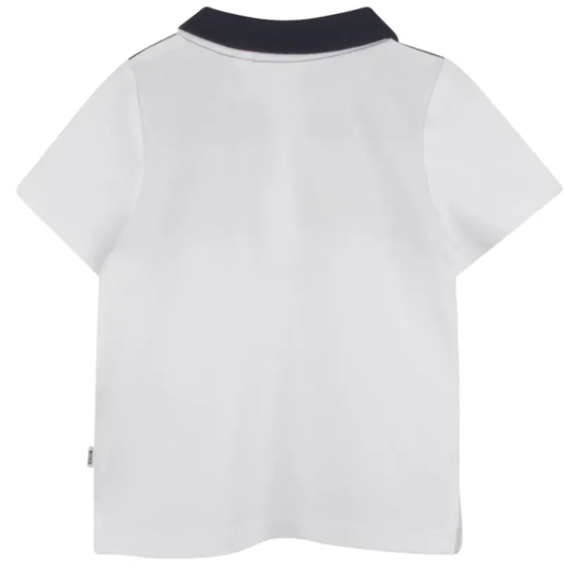 Hugo Boss Baby Tops*Baby - Boy Colorblock Short Sleeve Polo White, Beige And Navy
