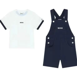 Hugo Boss Baby Sets*Baby - Boy Dungarees & T-Shirt, Navy And White