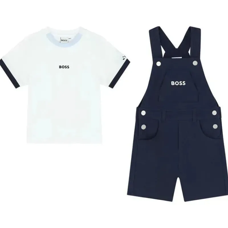 Hugo Boss Baby Sets*Baby - Boy Dungarees & T-Shirt, Navy And White