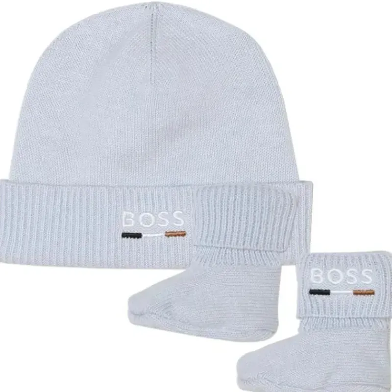 Hugo Boss Baby Gloves & Socks*Baby - Boy Knit Hat & Footie Set, Blue
