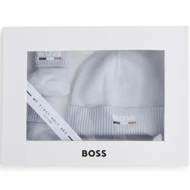 Hugo Boss Baby Gloves & Socks*Baby - Boy Knit Hat & Footie Set, Blue