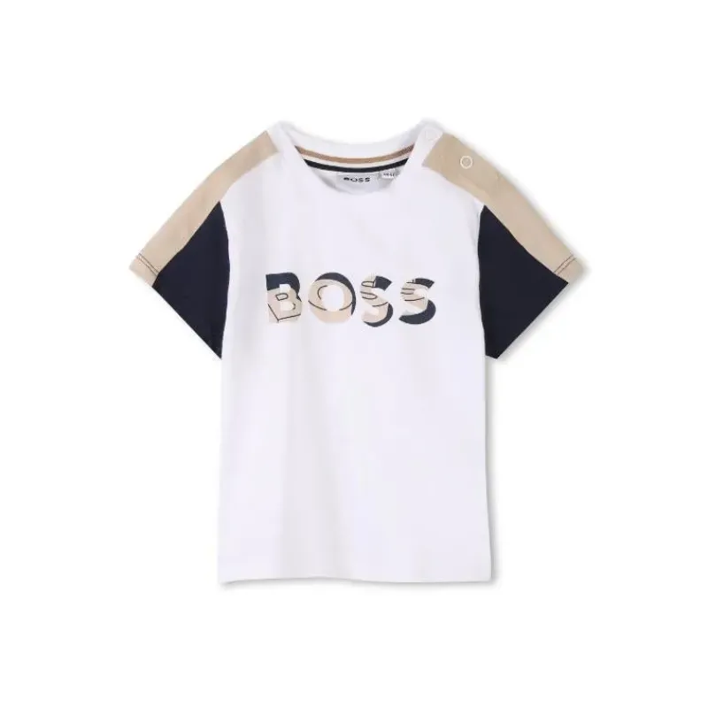 Hugo Boss Baby Sets*Baby - Boy Logo Short Sleeve Tee And Shorts, White & Beige