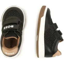 Hugo Boss Baby Shoes*Baby - Boys Black Tan Velcro Sneaker