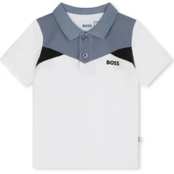 Hugo Boss Baby Tops*Baby - Colorblock Short Sleeve Pique Polo, White/Blue