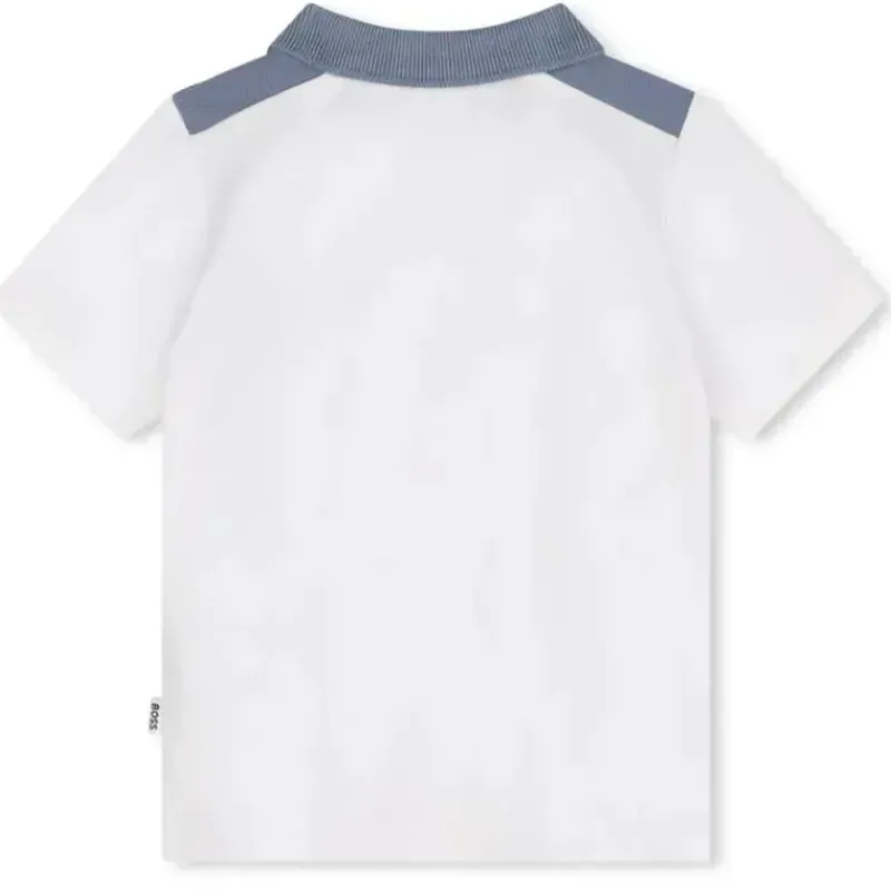 Hugo Boss Baby Tops*Baby - Colorblock Short Sleeve Pique Polo, White/Blue