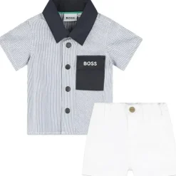 Hugo Boss Baby Sets*Baby - Cotton Twill Shorts & Top Boy, White/Blue