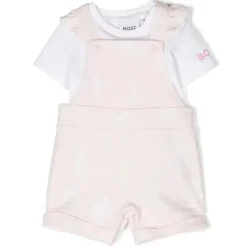 Hugo Boss Baby Sets*Baby - Girl Cotton Dungarees Set, Pink Pale